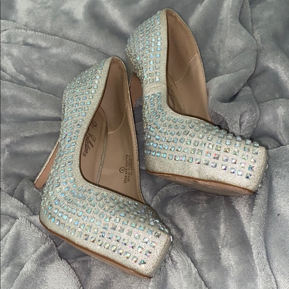 Silver Multicolored Rhinestone Heels - Picture 2 of 3